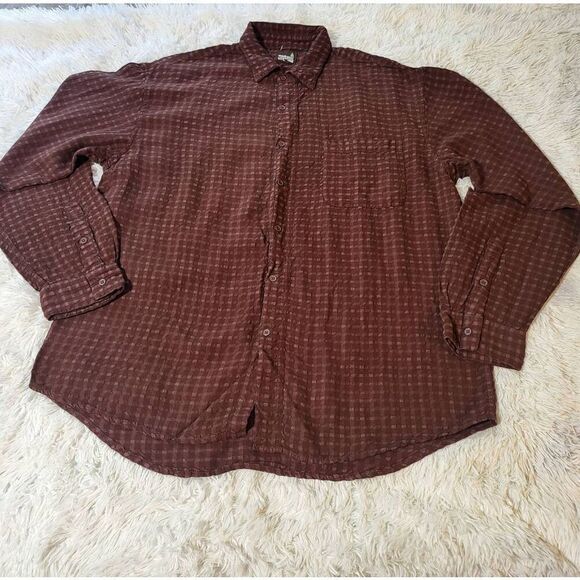 Weekendz off men long sleeve button-up brown texture shirt XXL - Picture 2 of 6